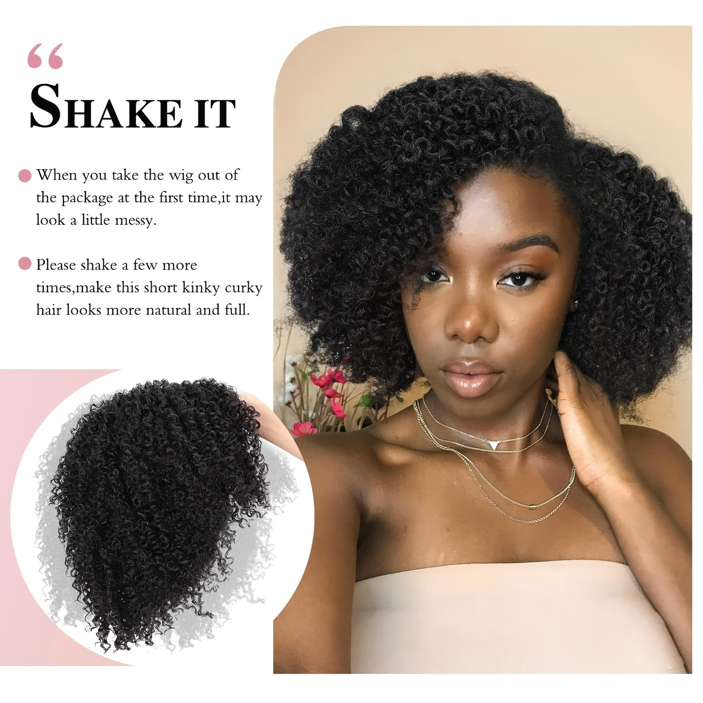 Short Kinky Curly Wigs Side Part Afro Bomb Curly Wig Heat Resistant Fiber Kinky Curly Synthetic Full Wigs For Women 6 Inch