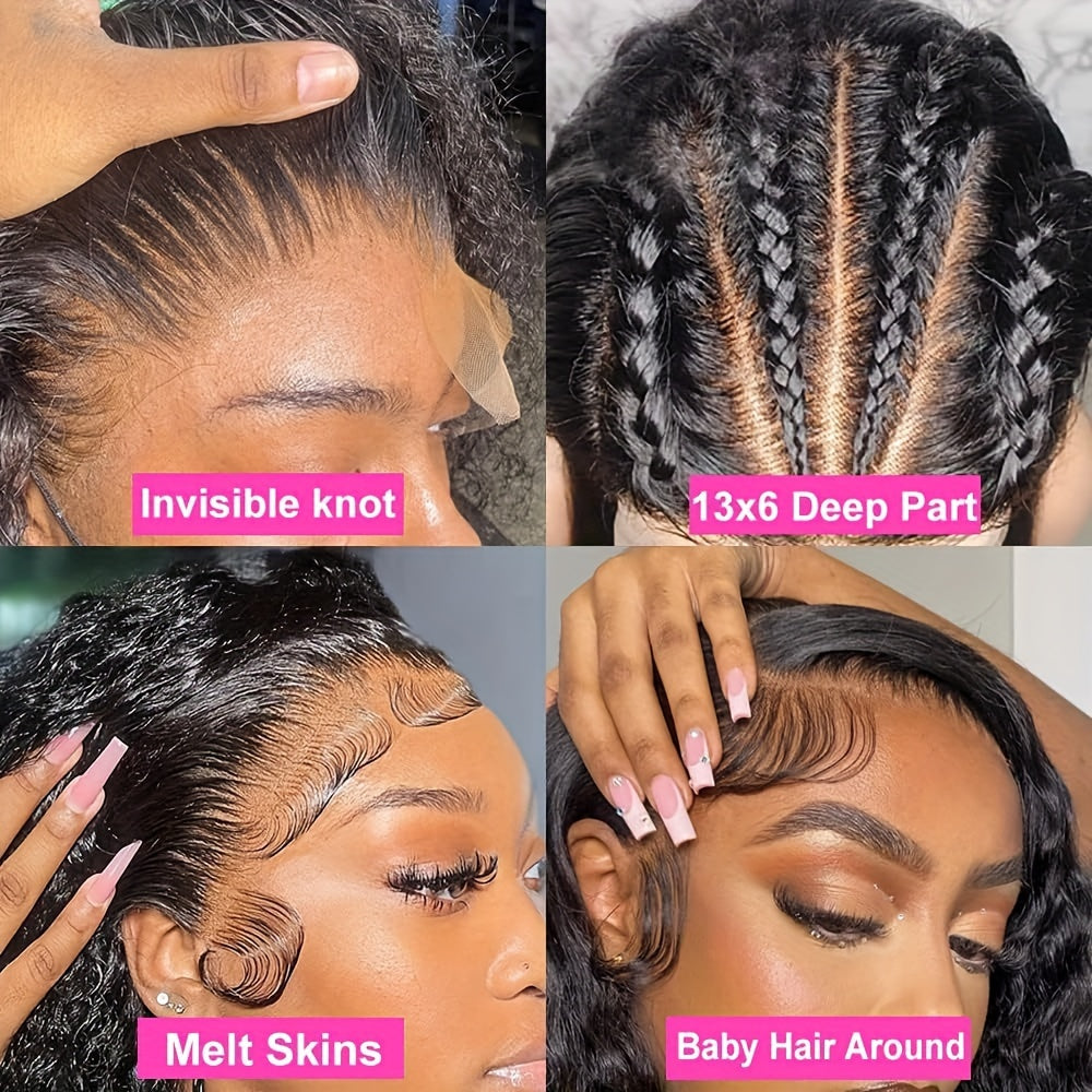 200% Density 13x6 Deep Wave Lace Front Wigs Human Hair 13x6 HD Lace Deep Curly Glueless Frontal Wigs Human Hair Pre Plucked For Women (Copy)